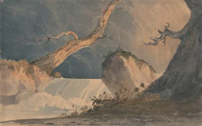 Wasserfall in einer öden Landschaft